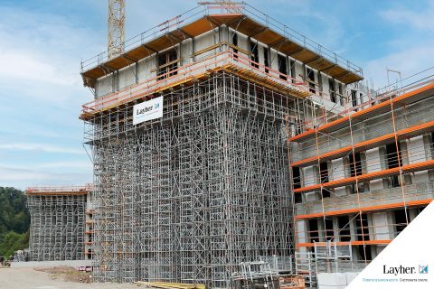 Подпорно скеле Allround TG60 и предварително 3D планиране с Layher SIM за изключителна ефективност на работната площадка