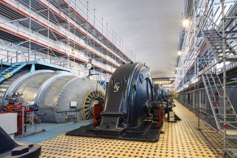 Модулно скеле Layher Allround за извършване на ремонтни дейности в електроцентрала